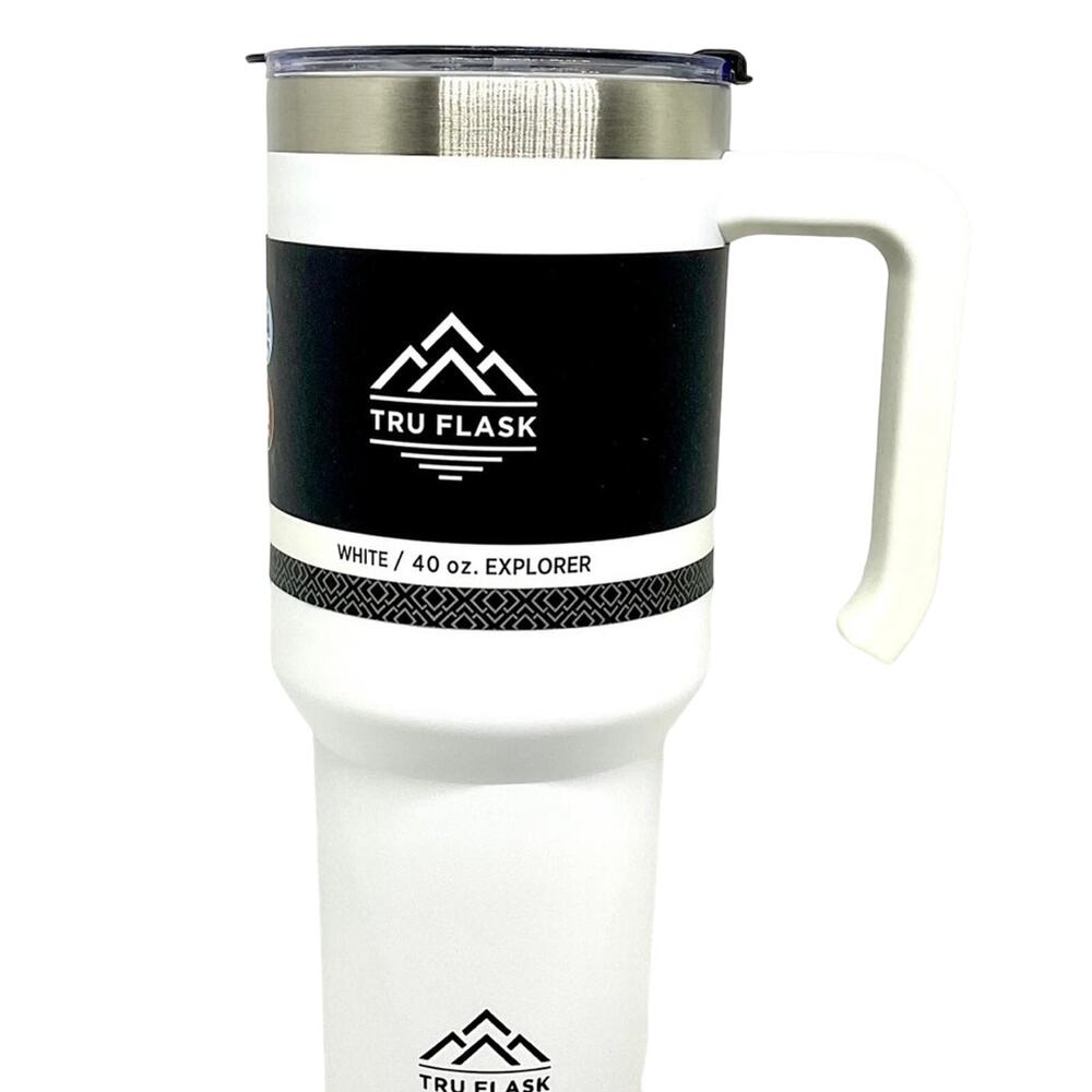 Tru Flask Stainless Steel Tumbler-White 40 Oz. Explorer